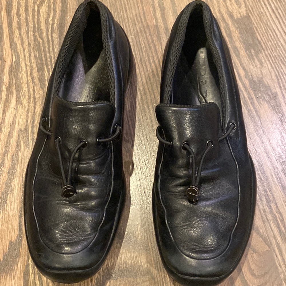 PRADA Vintage black slip on loafers 38